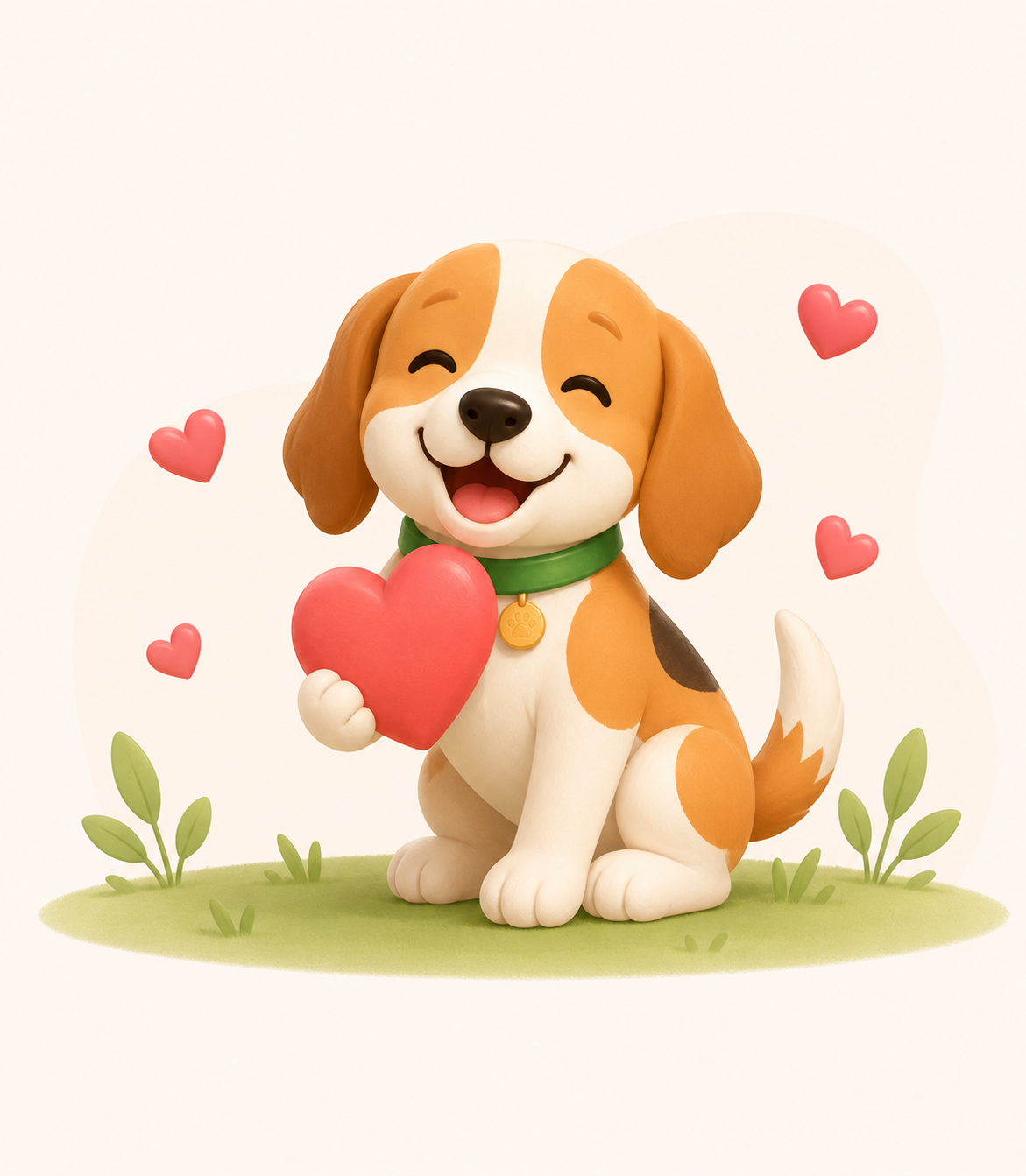 Beagle Alerte Chiens tenant un cœur